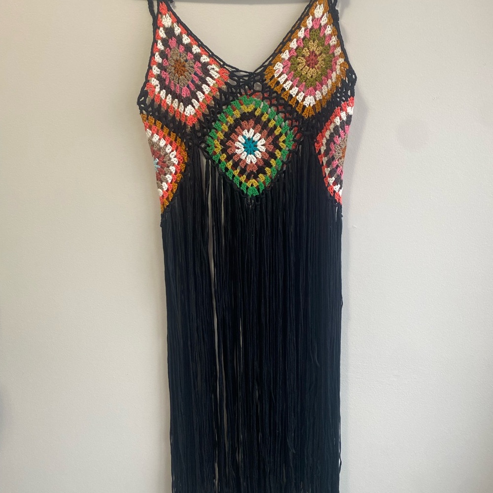 Multicolor Crochet Fringe Dress